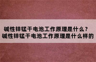 碱性锌锰干电池工作原理是什么？ 碱性锌锰干电池工作原理是什么样的